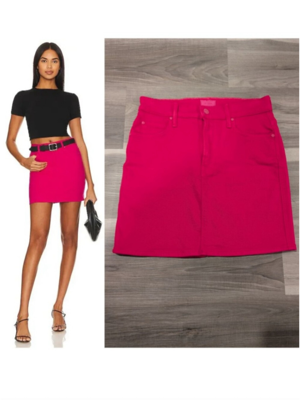 Mother | High Waisted Smokin' Double Micro Skirt In Raspberry Sorbet